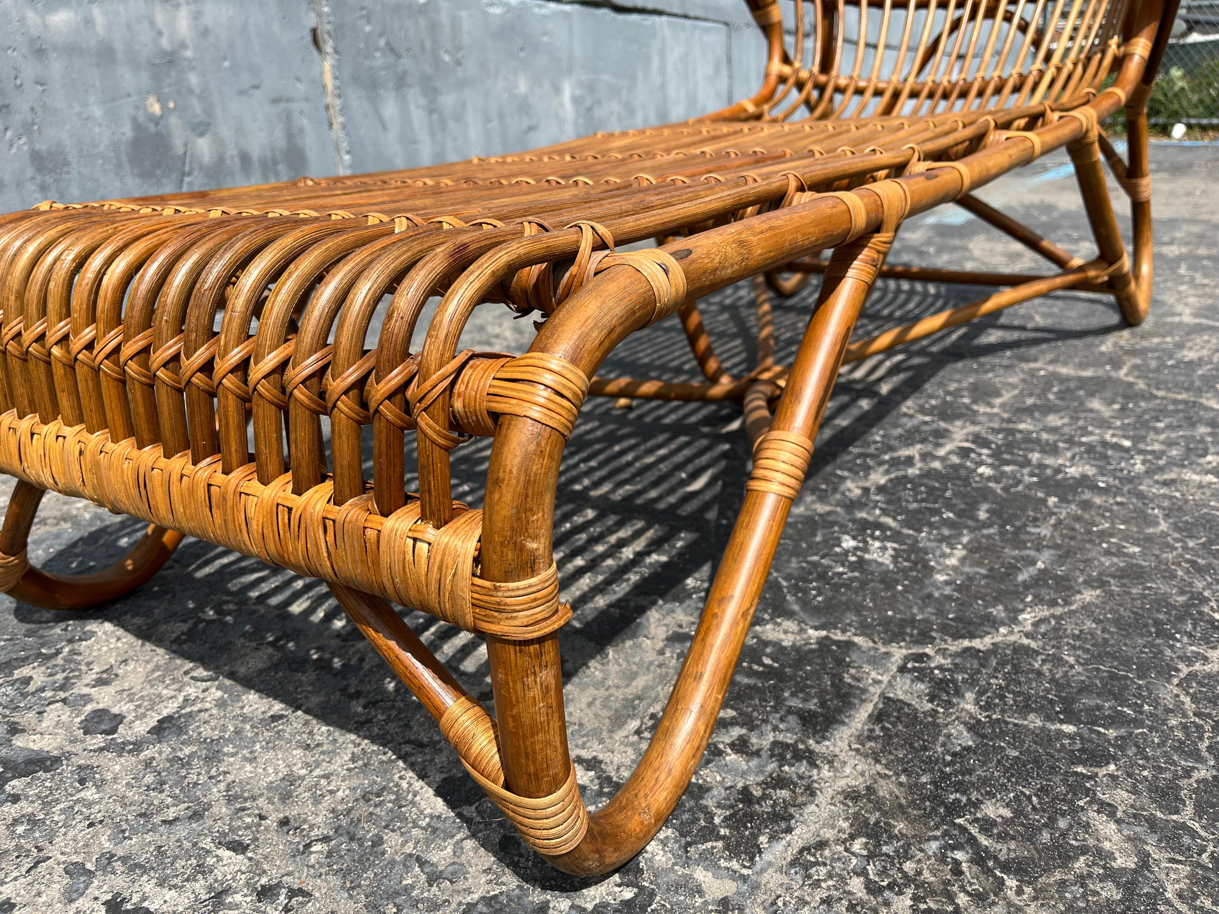 1970s Bamboo Chaise Lounge Attributed to Viggo Boesen, Mid Century Modern  For Sale 12