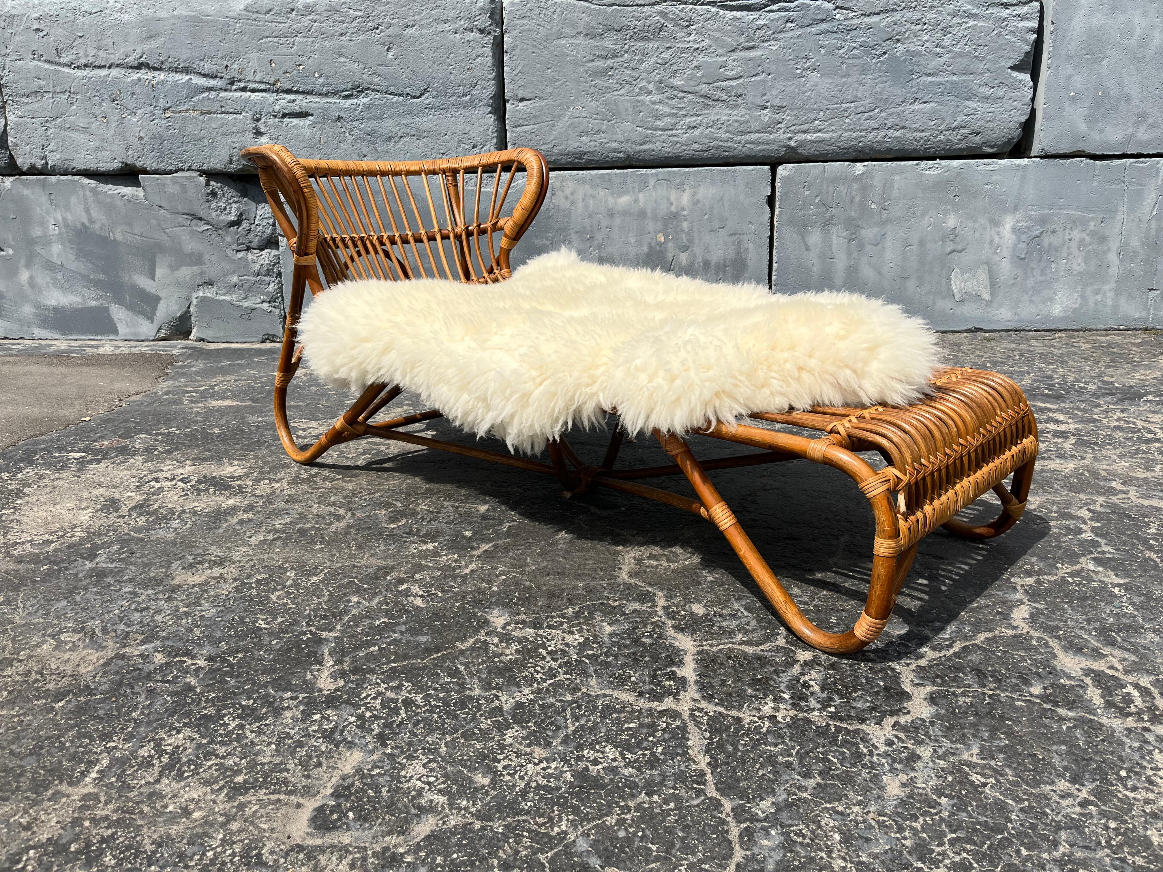 Mid-Century Modern 1970s Bamboo Chaise Lounge Attributed to Viggo Boesen, Mid Century Modern  For Sale