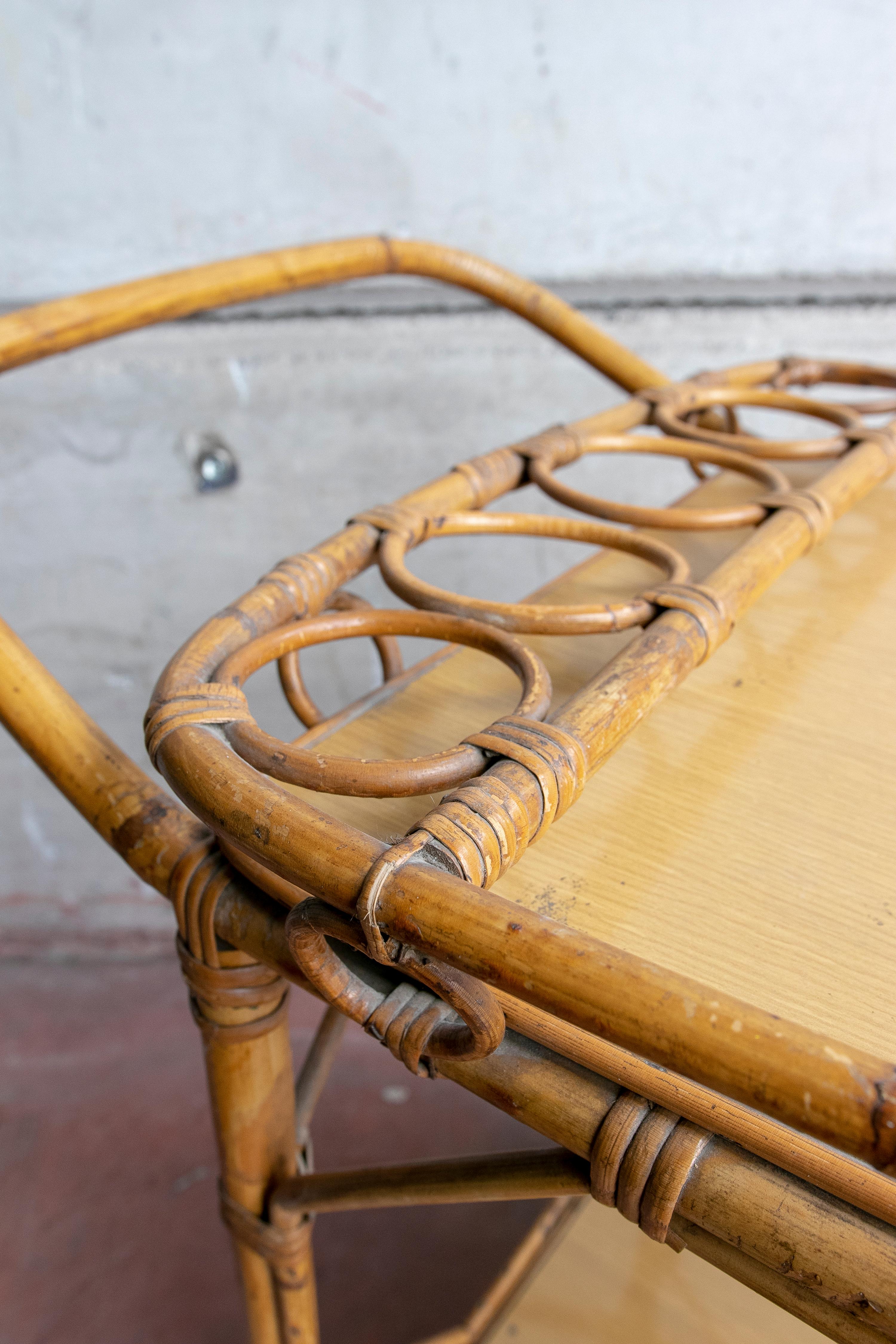 1970s Bamboo Drinks Trolley with Wheels For Sale 5