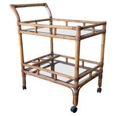 1970s Bamboo Drinks Trolley with Wheels