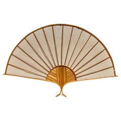 1970s Bamboo Fan Decorative Wall Art