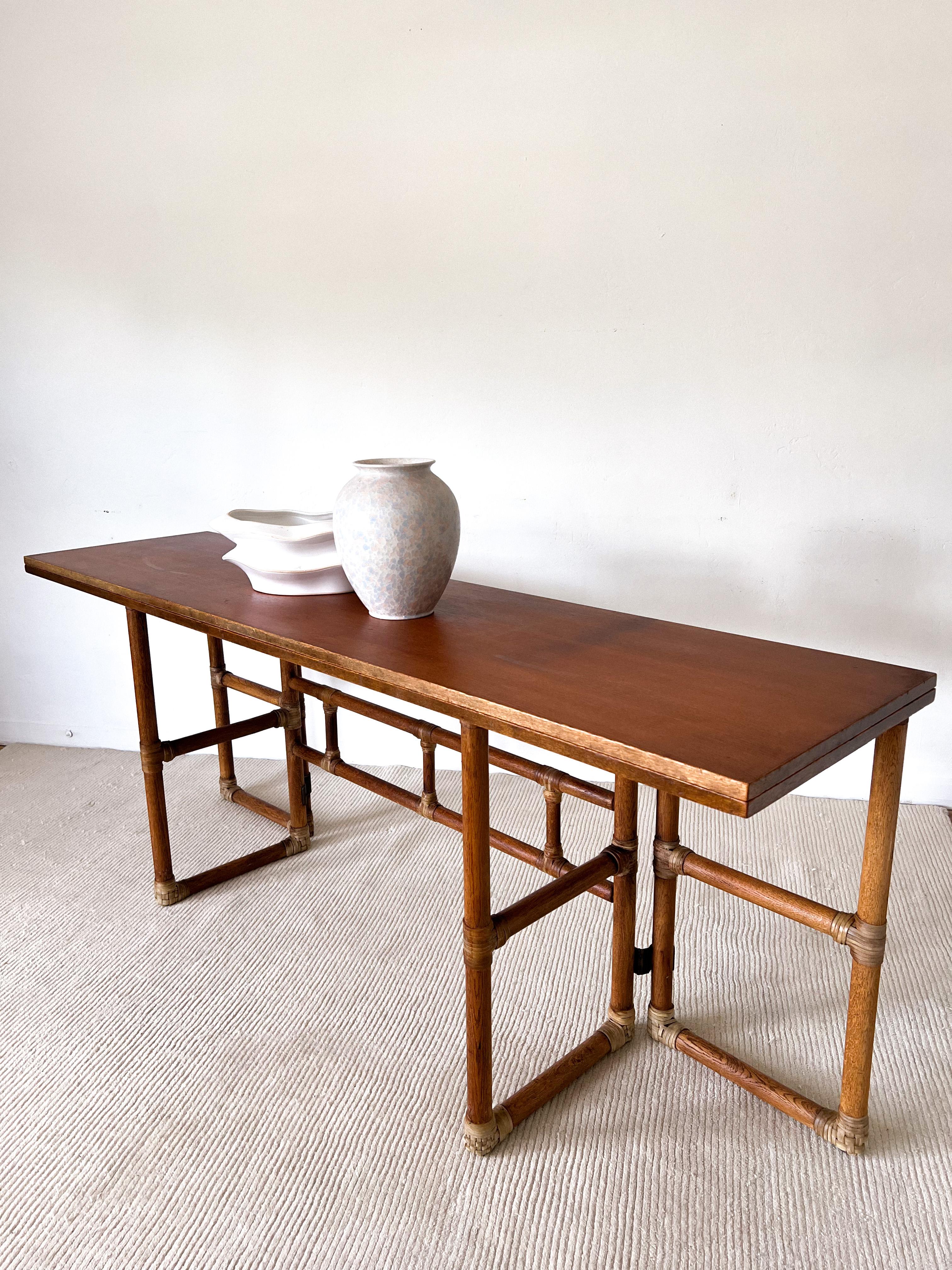 1970s Bamboo Flip-Top Dining Table by McGuire 4