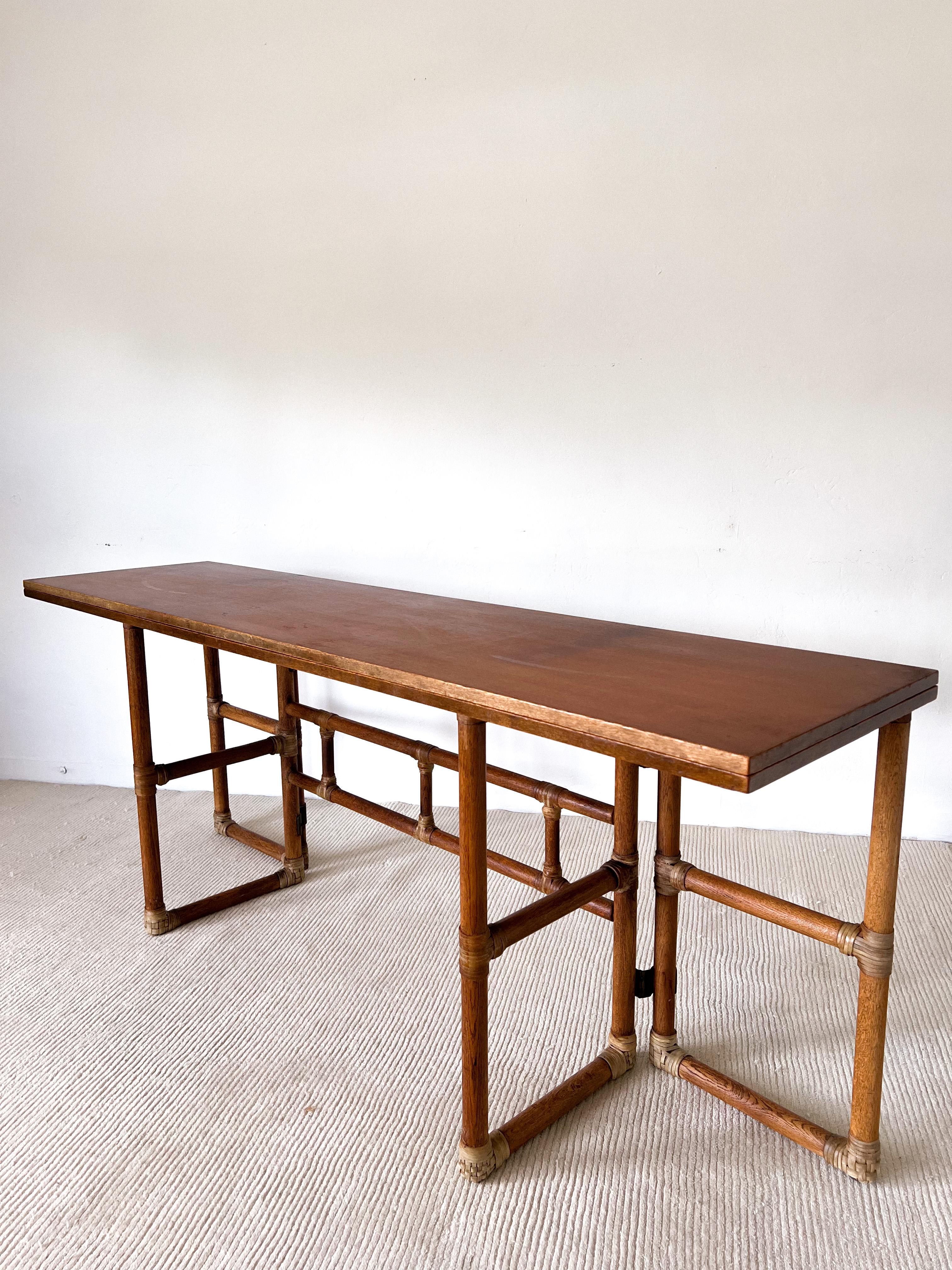 1970s Bamboo Flip-Top Dining Table by McGuire 5