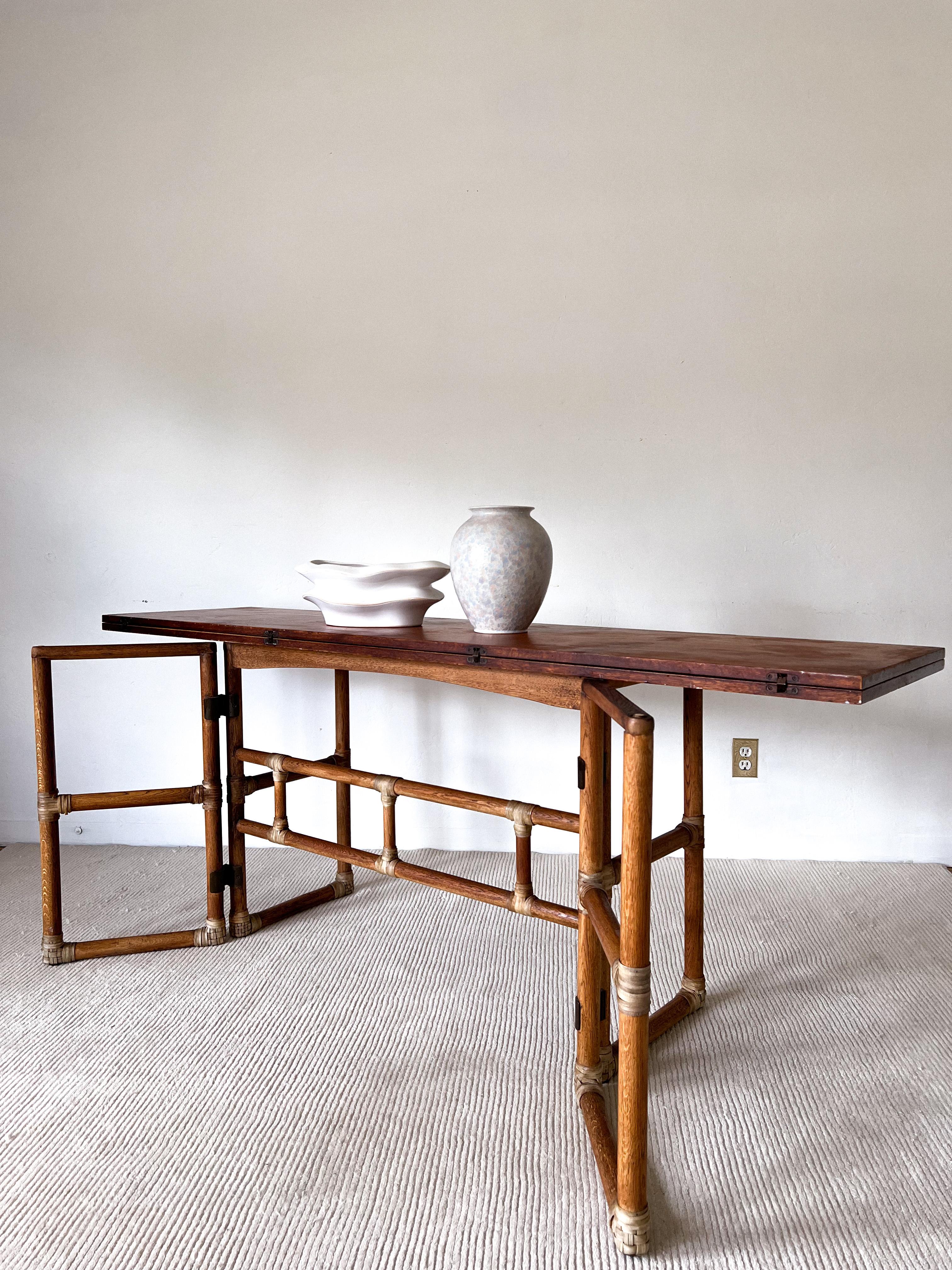 1970s Bamboo Flip-Top Dining Table by McGuire 6