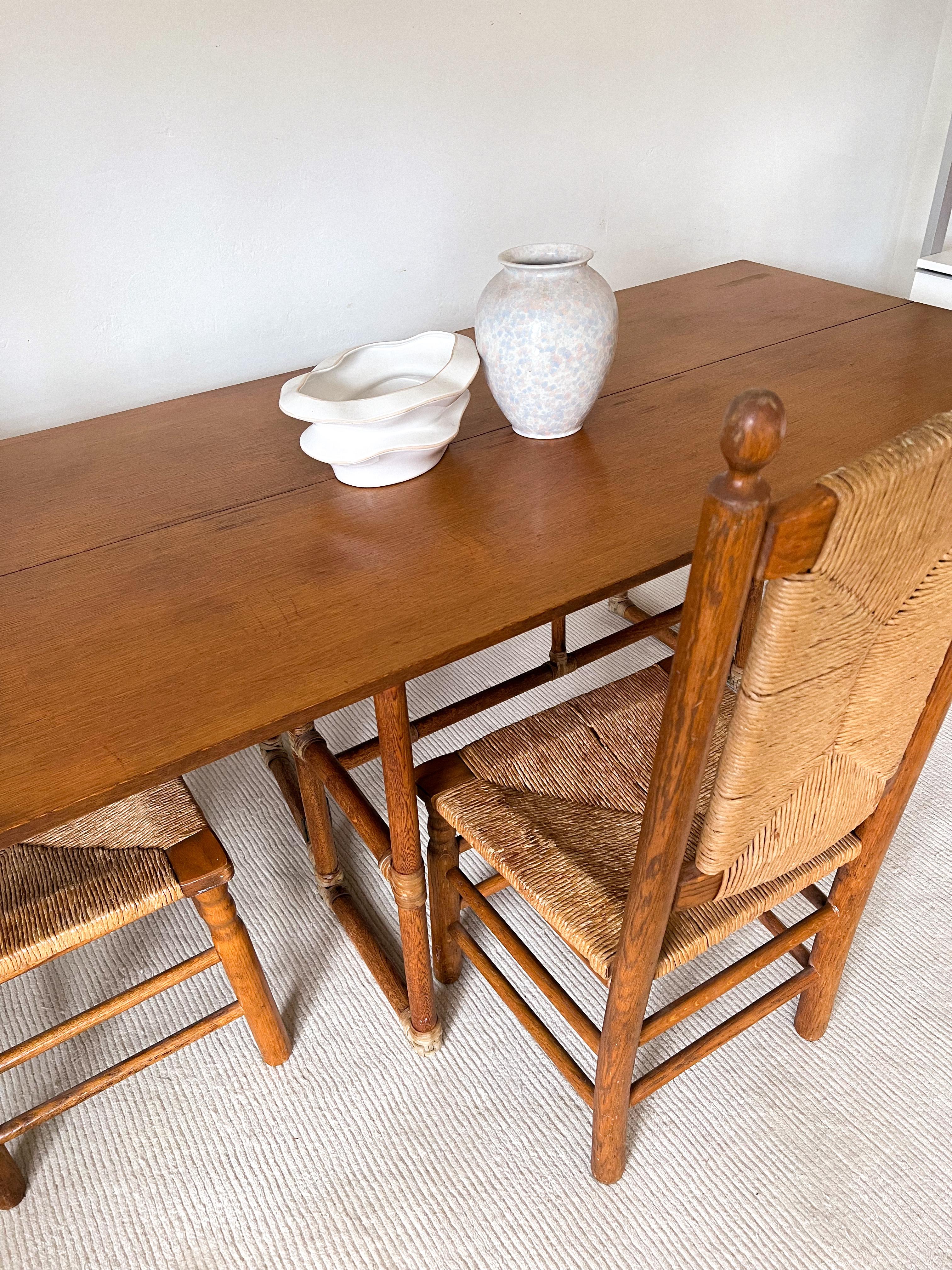 American 1970s Bamboo Flip-Top Dining Table by McGuire