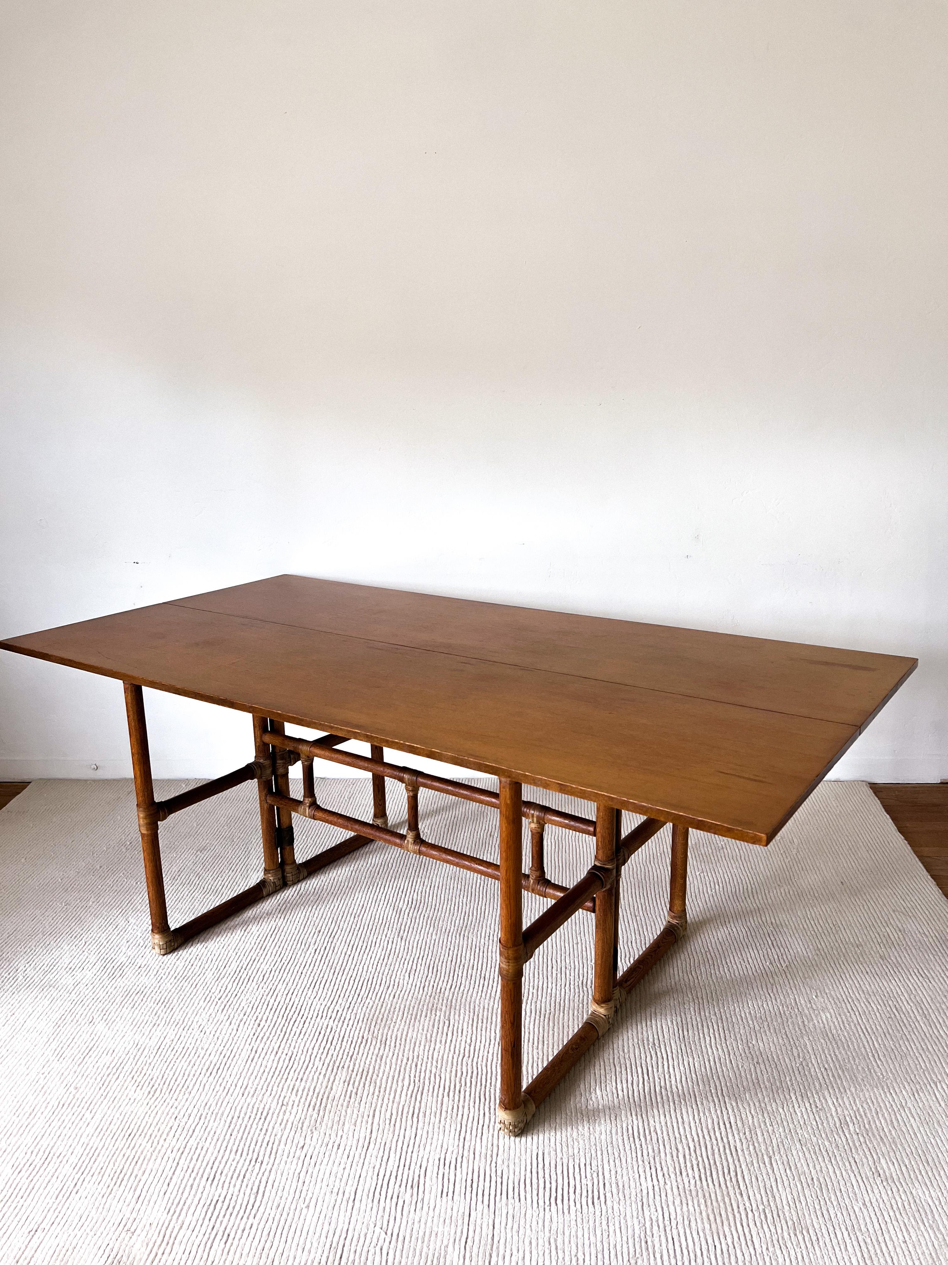 Late 20th Century 1970s Bamboo Flip-Top Dining Table by McGuire