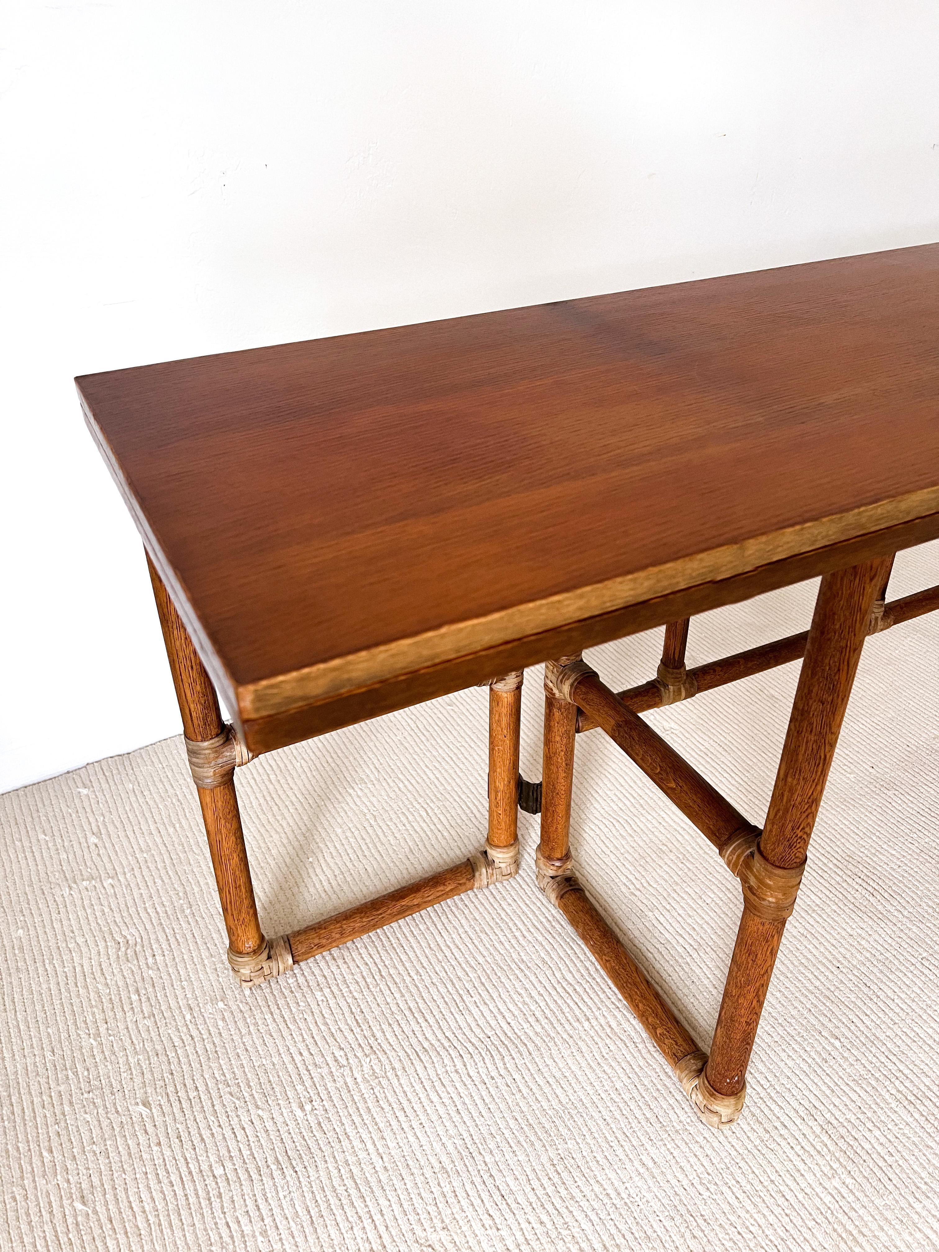 1970s Bamboo Flip-Top Dining Table by McGuire 1