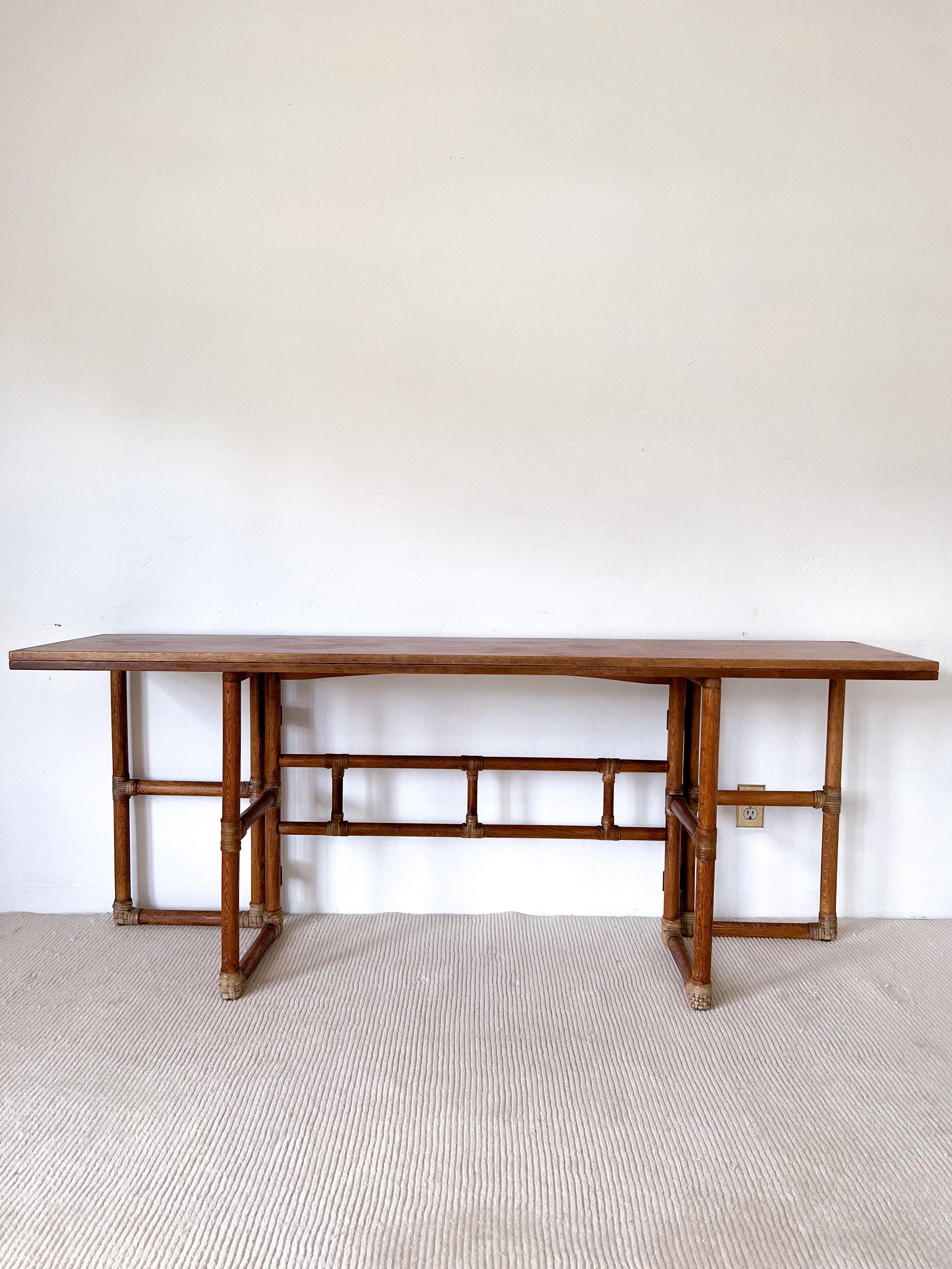 1970s Bamboo Flip-Top Dining Table by McGuire 2