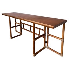1970s Bamboo Flip-Top Dining Table by McGuire