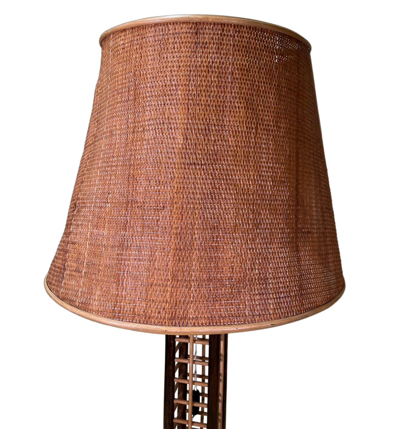 1970's Bamboo Floor Lamp In Good Condition For Sale In New York, NY