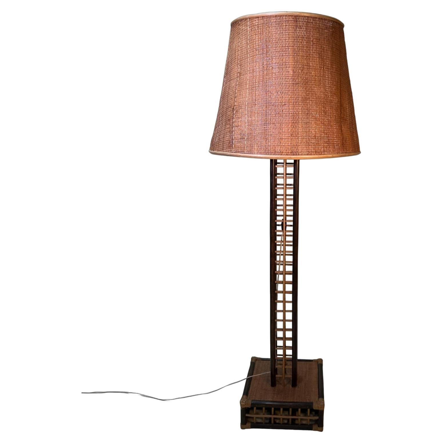 1970's Bamboo Floor Lamp For Sale