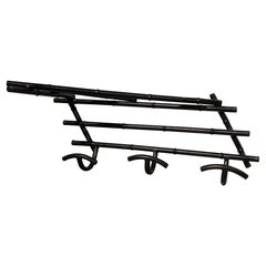 1970s Bamboo Imitation Metal Wall Coat Rack, Painted Black