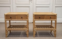 1970s Bamboo Nightstands Model "Manilla" By Kenneth Bergenblad For Dux, Sweden
