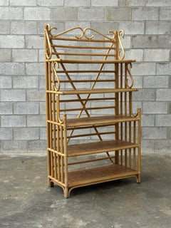1970s Bamboo, Rattan, and Cane Étagère/ Freestanding Shelf