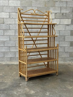 1970s Bamboo, Rattan, and Cane Étagère/ Freestanding Shelf