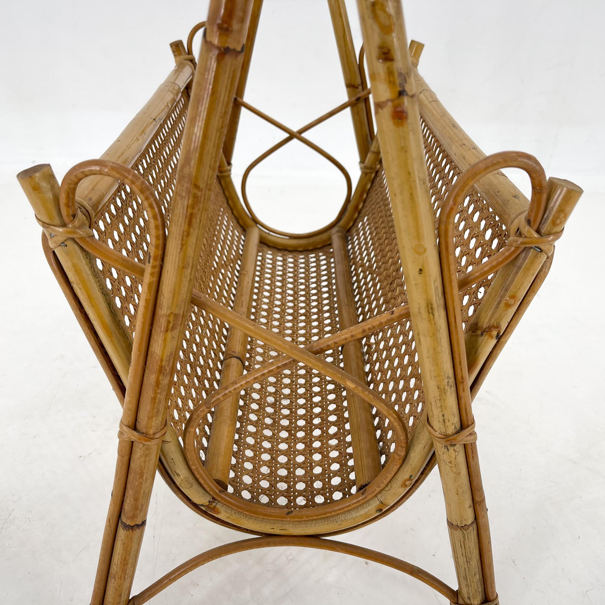 1970's Bamboo & Rattan Magazine Rack, Italy 2