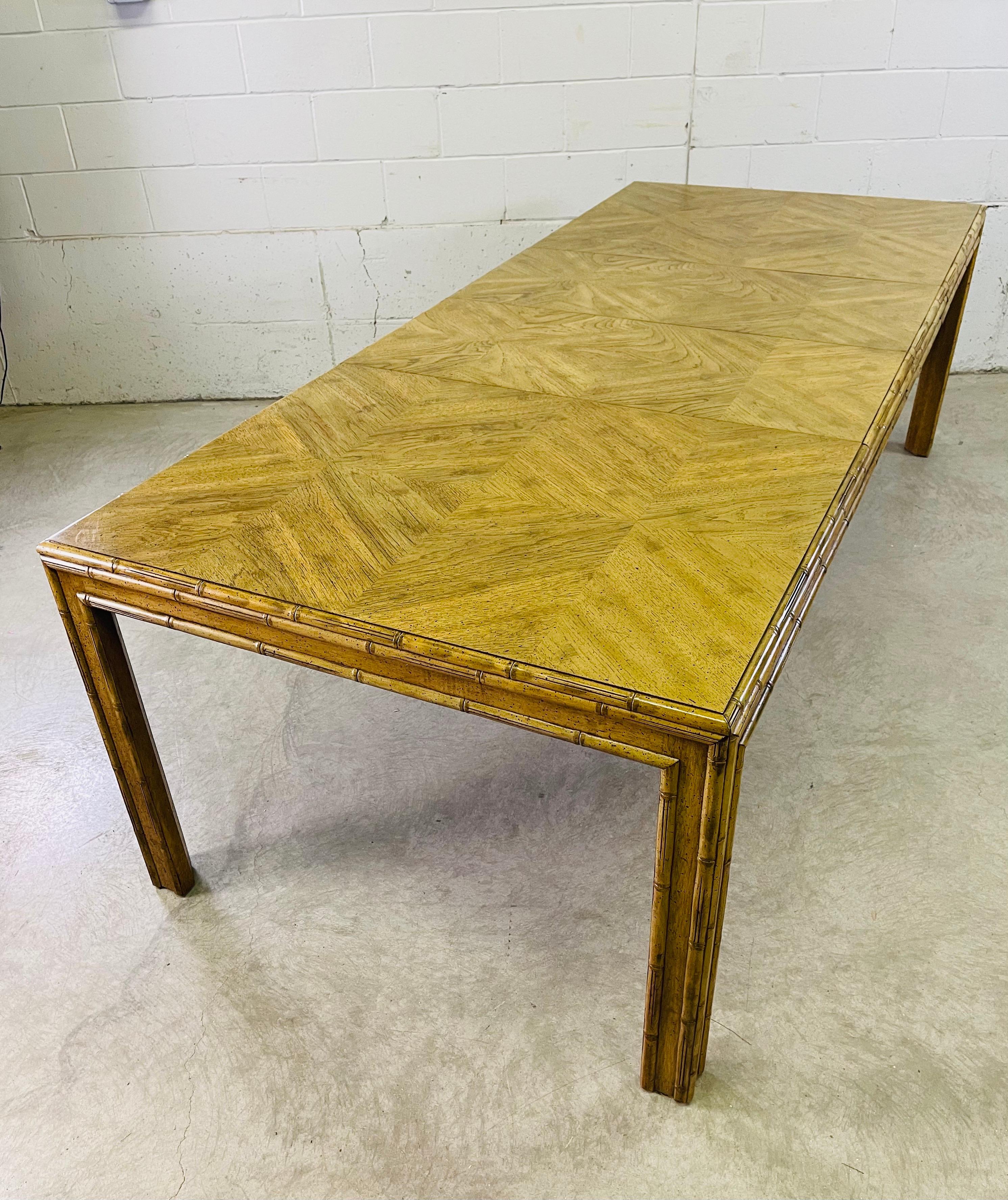 Wood 1970s Bamboo Style Dining Table For Sale