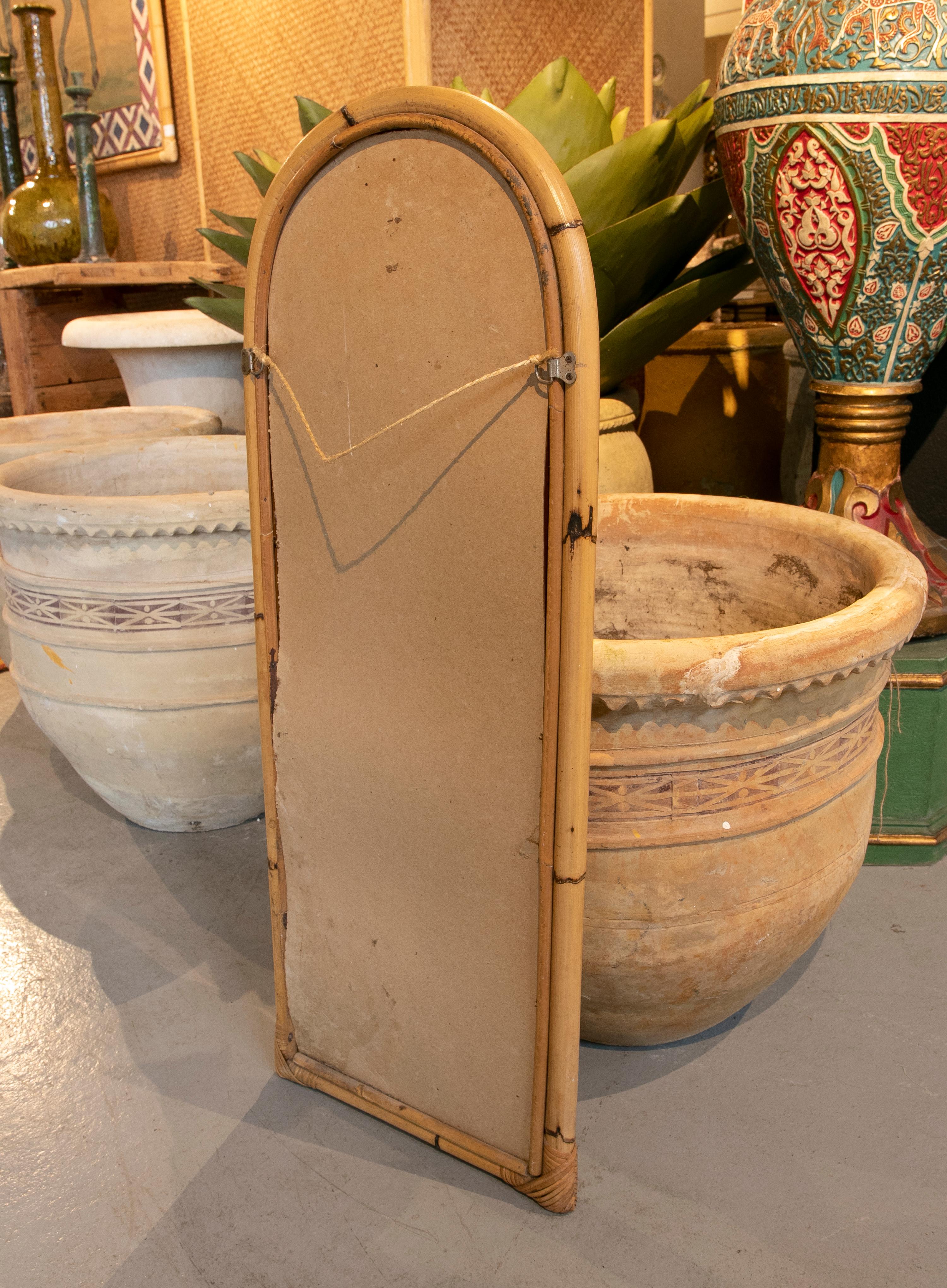 1970s Bamboo Wall Mirror with Rounded Top 6