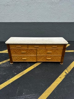1970er Bambus geflochtene Rattan Kommode