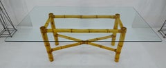 1970s Bamboo XShape Stretcher Base 84x48 Rectangle 3/4" Glass Dining Table MINT!