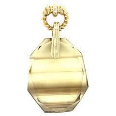 1970s Banded Quartz Pendant in 14 Karat Gold