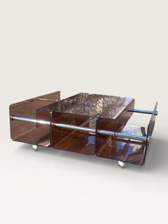 1970s Banks Heeley Plastics Coffee Table Bar Chrome Acrylic Space Age