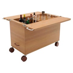 1970's Bar Cart on Casters, Contents Emerge When Opening