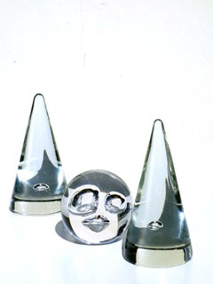 1970s Barbini Italian Design Murano Glass Modernist Paper Weight Set of 3