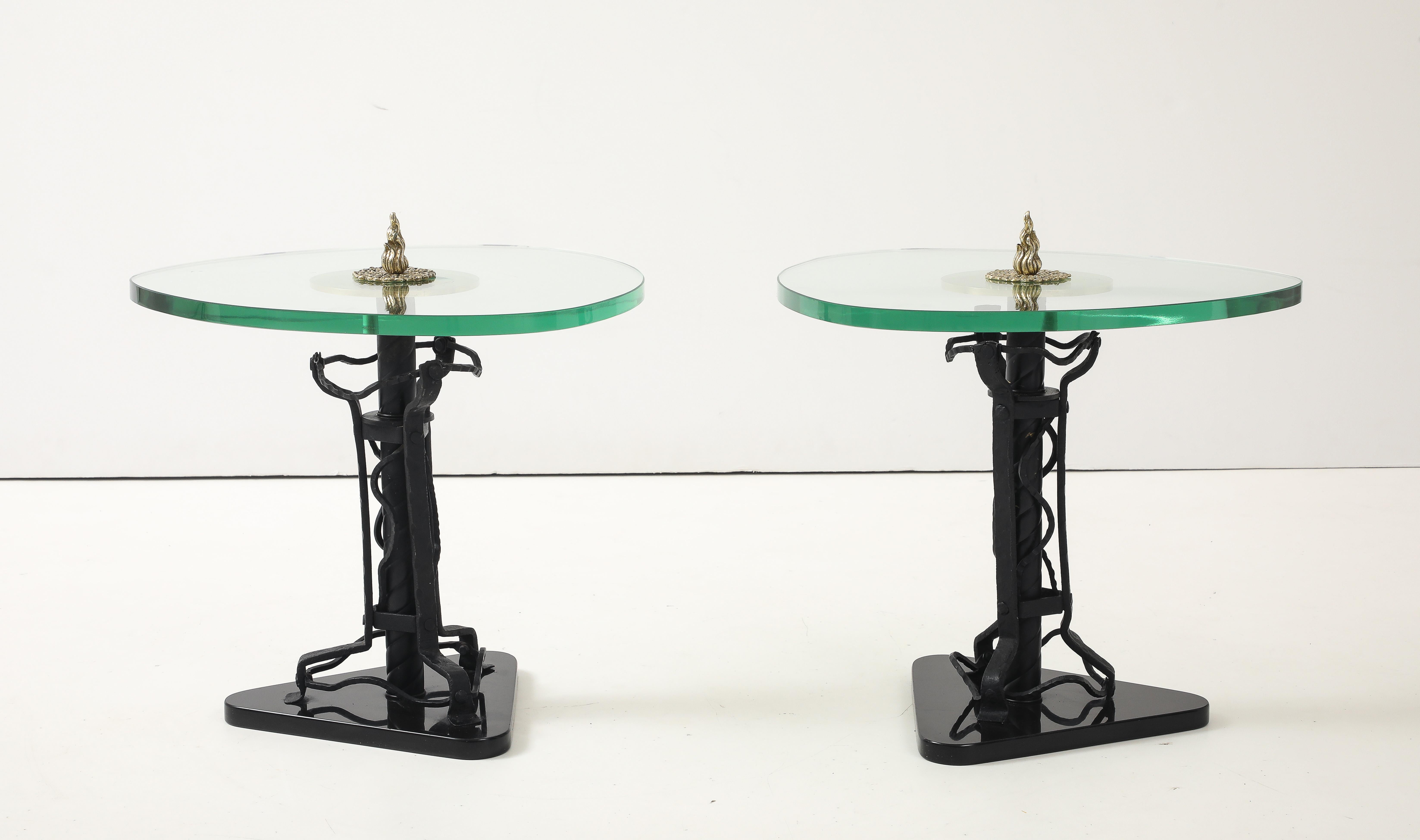 Tables d'appoint en laiton et fer, style baroque, années 1970 en vente 1