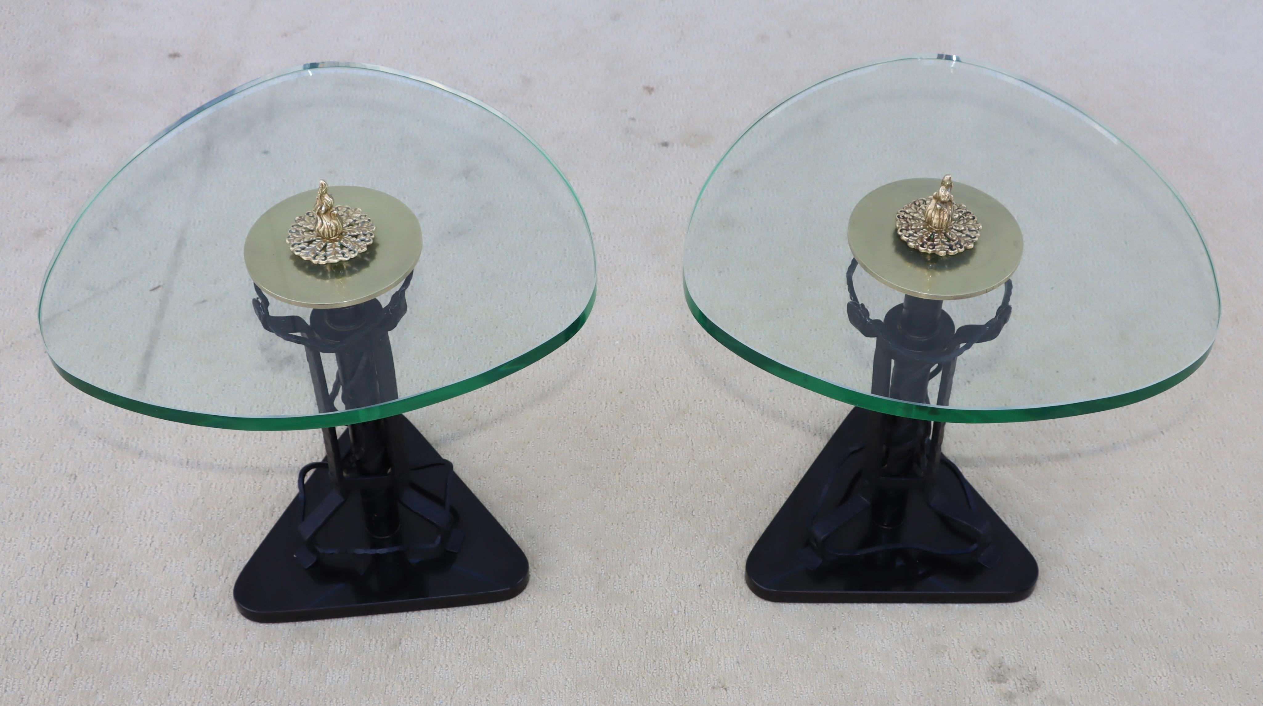 Tables d'appoint en laiton et fer, style baroque, années 1970 en vente 2