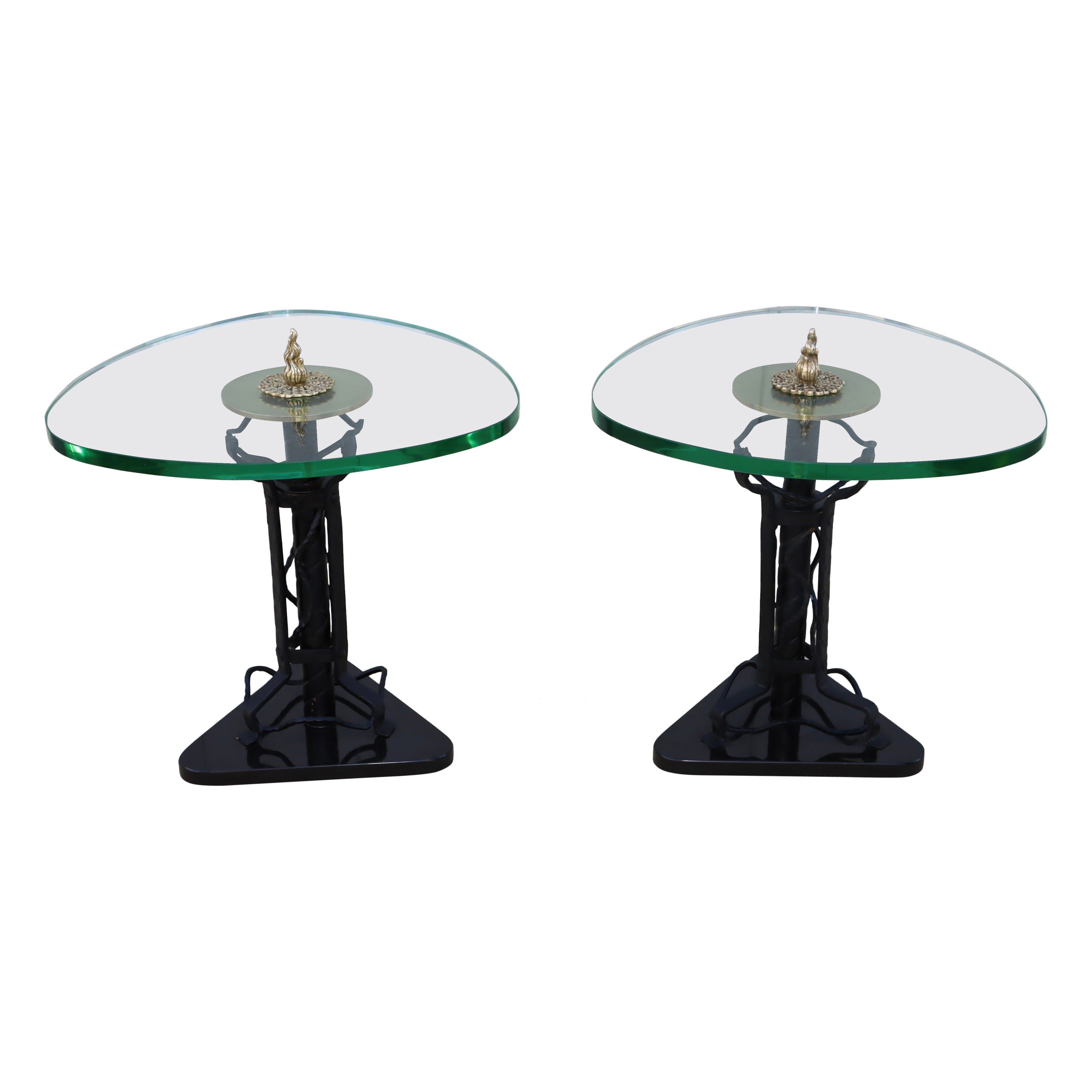 Tables d'appoint en laiton et fer, style baroque, années 1970 en vente