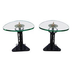 Tables d'appoint en laiton et fer, style baroque, années 1970