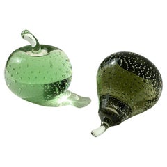 Pomme et poire en verre de Murano des années 1970 Barovier