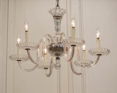 1970s Barovier Style Chandelier With Six Arms In Clear Murano Crystal