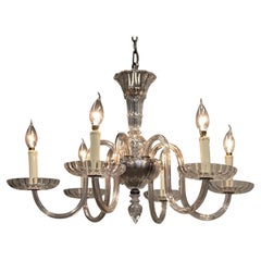 1970s Barovier Style Chandelier With Six Arms In Clear Murano Crystal