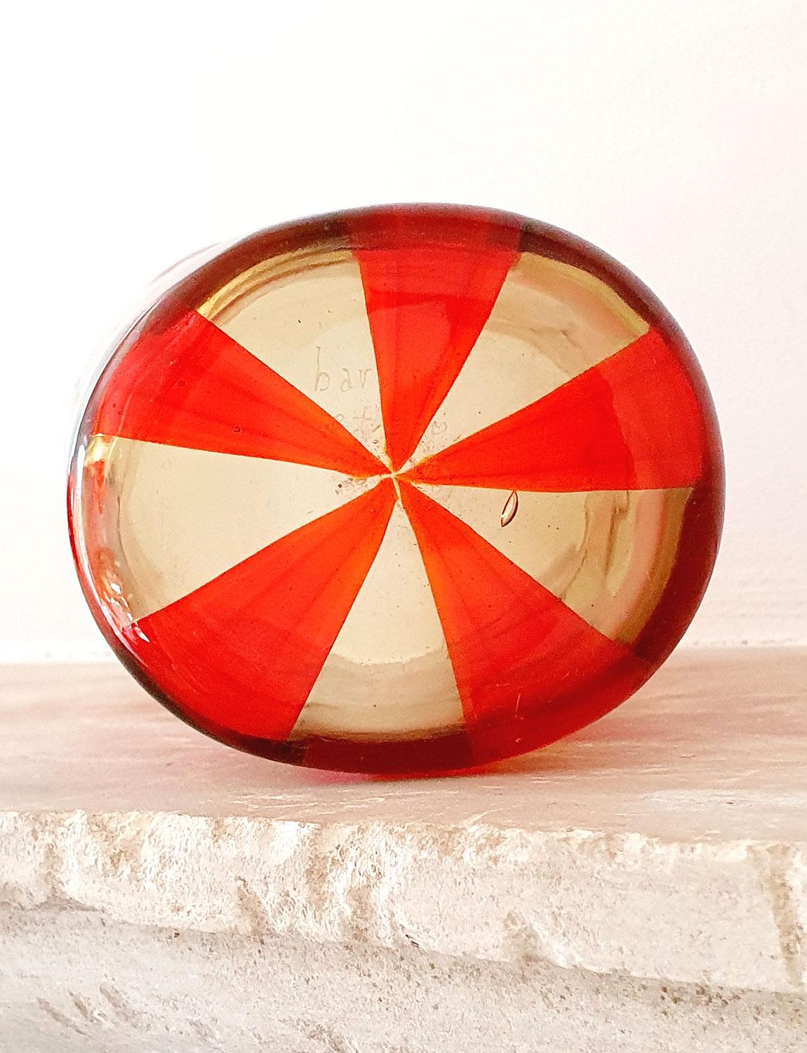 Late 20th Century 1970s Italian Barovier & Toso Orange and Yellow Murano Glass Checkered Vase For Sale