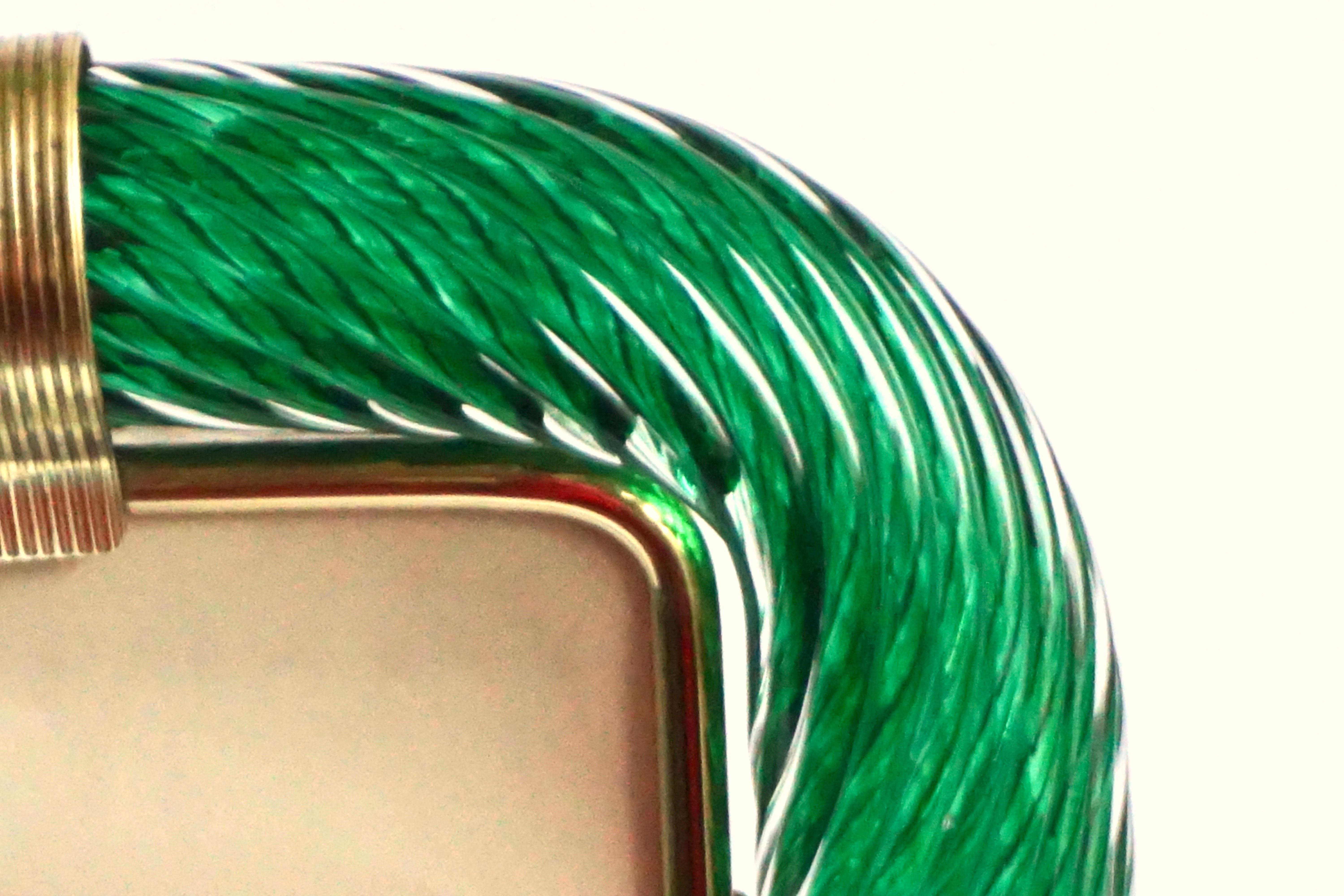 Late 20th Century 1970s Barovier Toso Vintage Big Size Moss Green Murano Glass Brass Photo Frame 