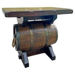 1970er Barrel Beistelltisch von Night Watch Lamp Co. Rustikales Bauernhaus-Stil