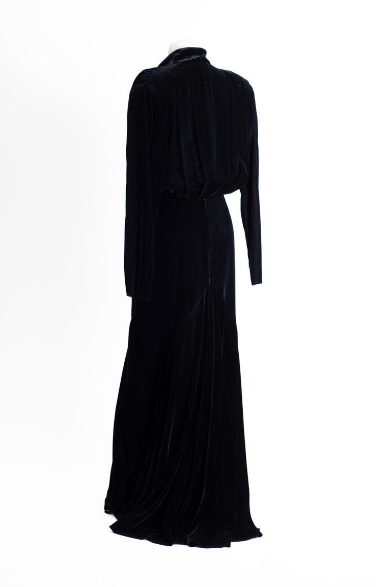 1970s Basile Long Velvet Black Dress  For Sale 1