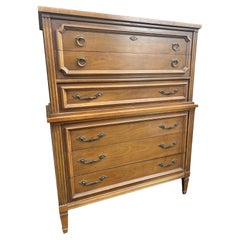 1970s Bassett Vintage Tall Dresser Highboy in French Provincial Style