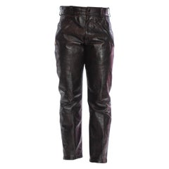 BATES OF CALIFORNIA Pantalon de moto en cuir noir pour hommes des années 1970, de qualité personnalisée