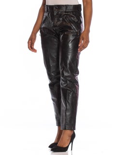 1970S BATES OF CALIFORNIA Black Leather Men's Custom Grade Motorcycle Pants