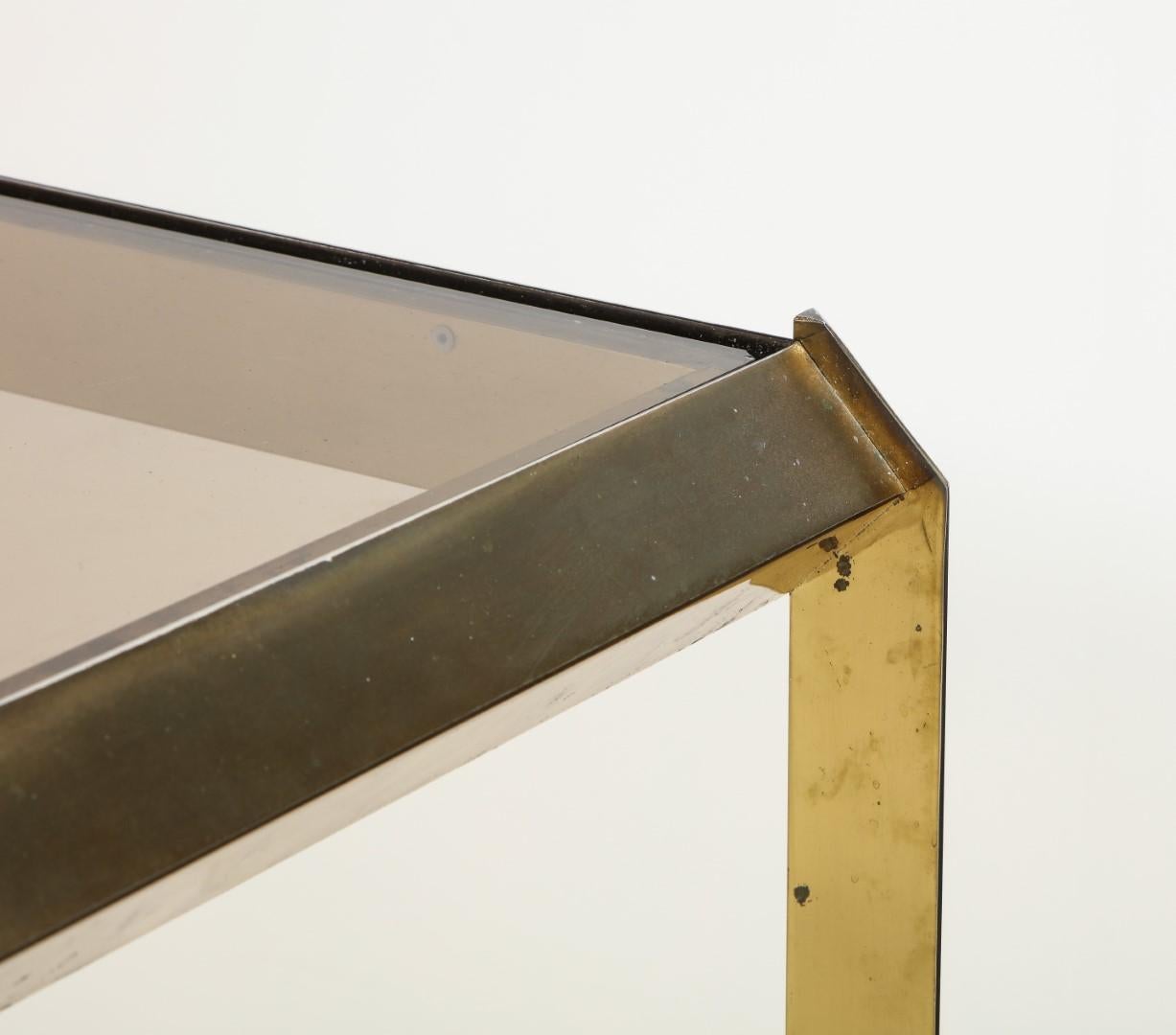 1970s Bauhaus Style Brass and Smoked Glass Dining Table For Sale 4