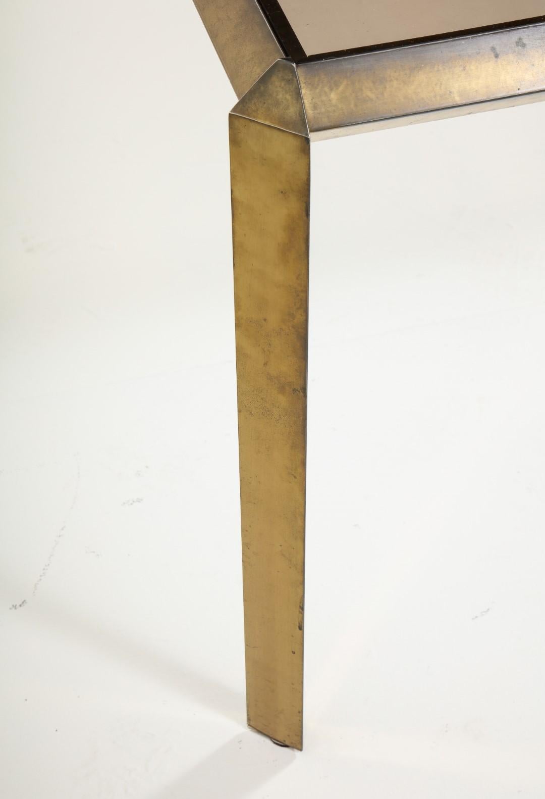 1970s Bauhaus Style Brass and Smoked Glass Dining Table For Sale 6