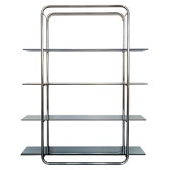 1970s Bauhaus Style Chrome Bookshelf