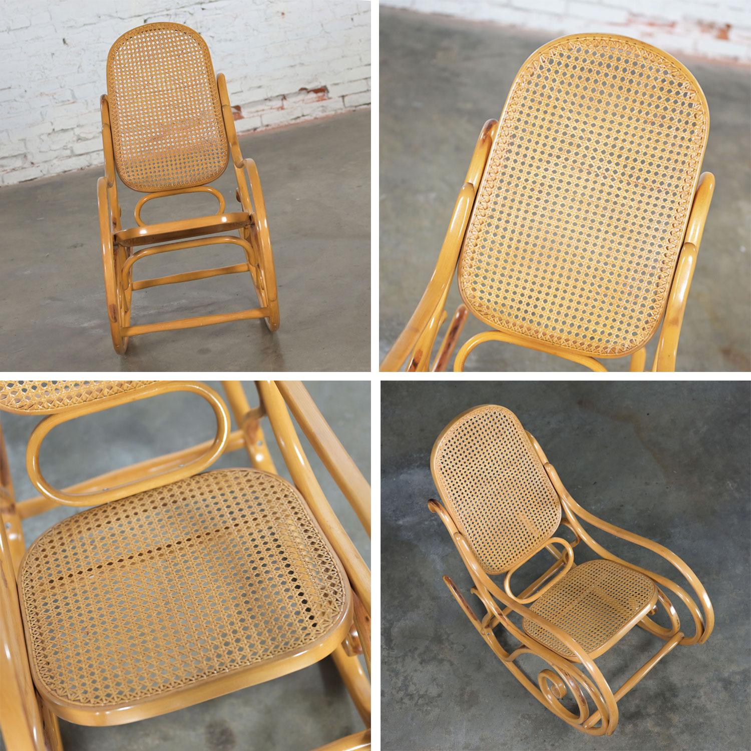 1970’s Bauhaus Style Thonet #7025 Bentwood & Cane Rocking Chair or Rocker 7