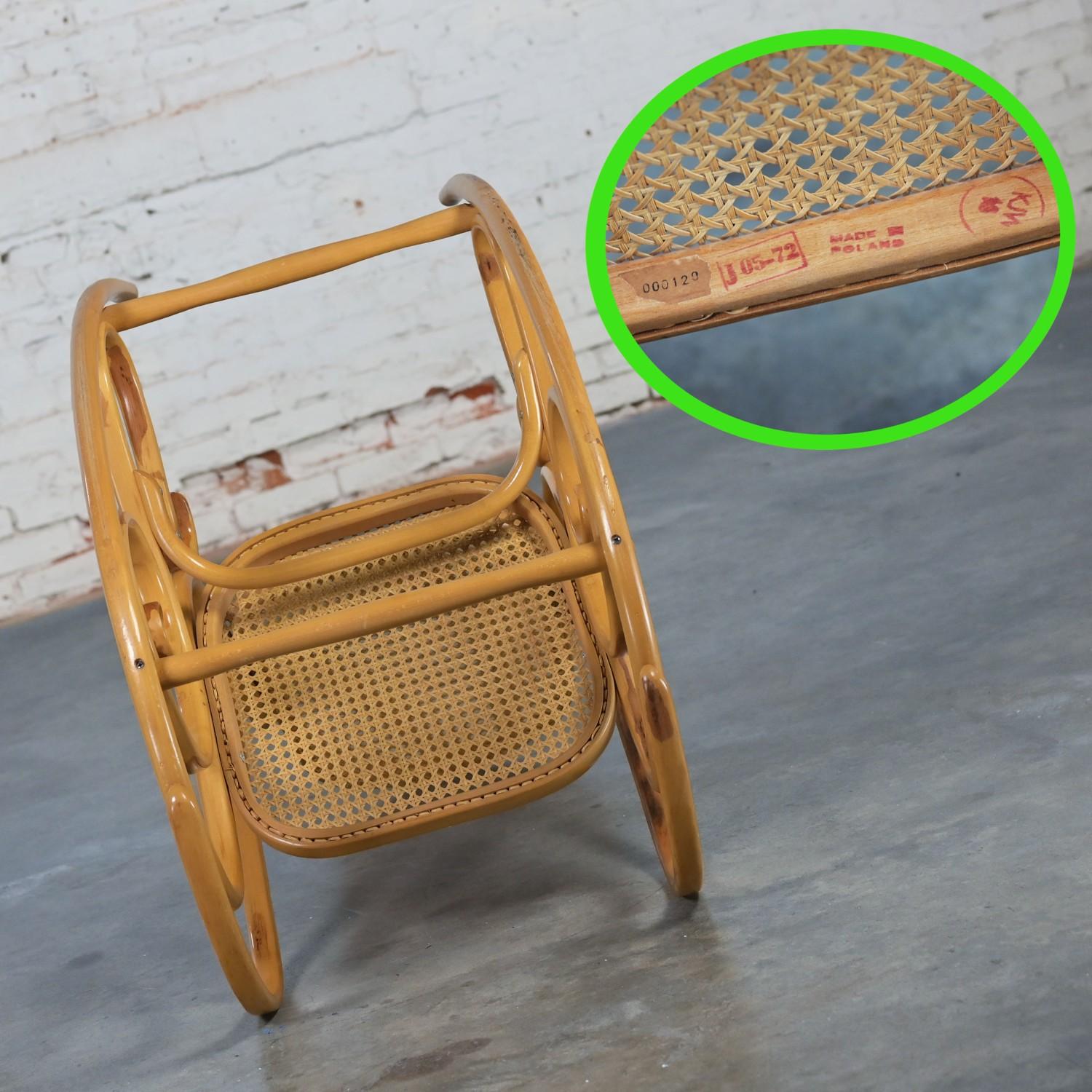 1970’s Bauhaus Style Thonet #7025 Bentwood & Cane Rocking Chair or Rocker 9