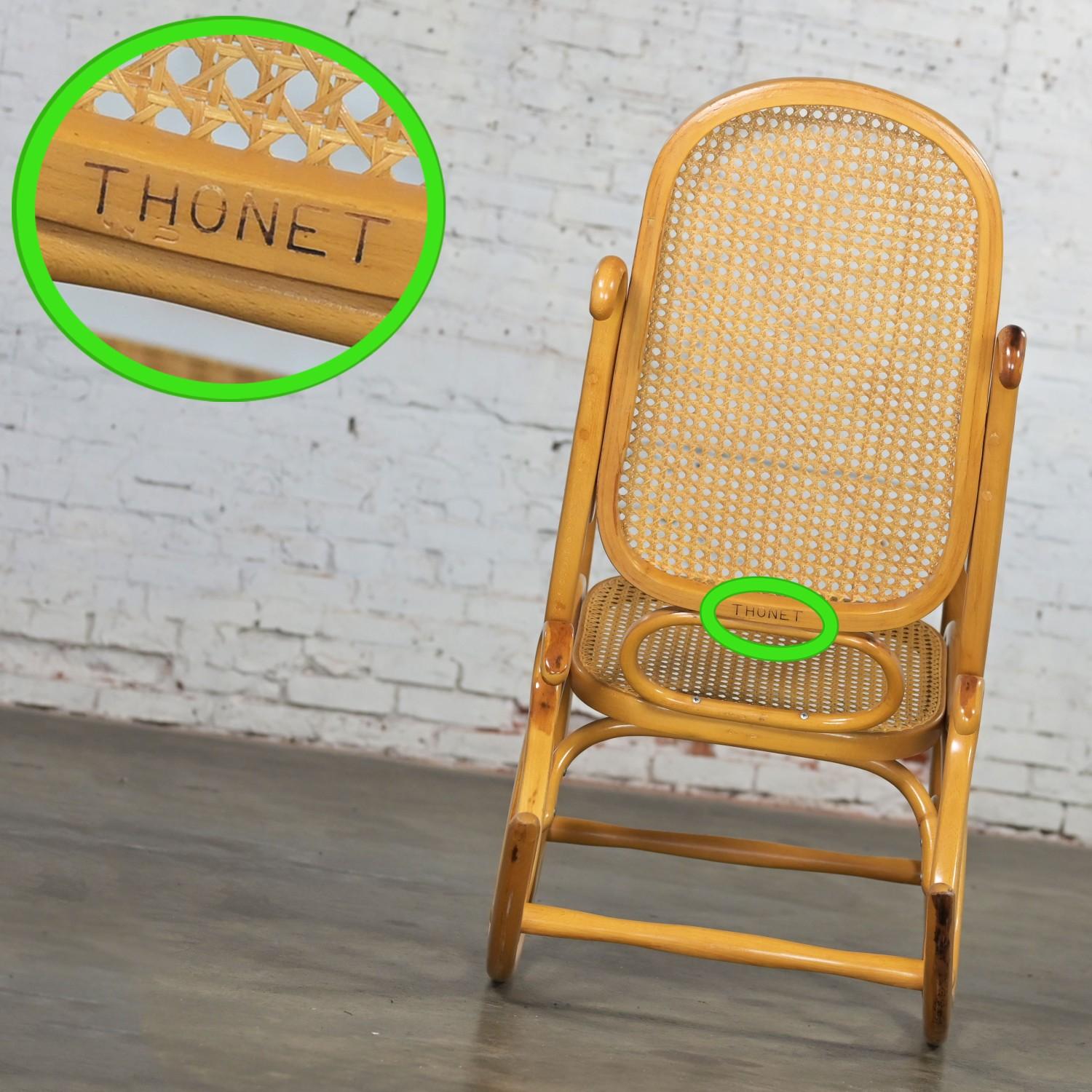 1970’s Bauhaus Style Thonet #7025 Bentwood & Cane Rocking Chair or Rocker 2