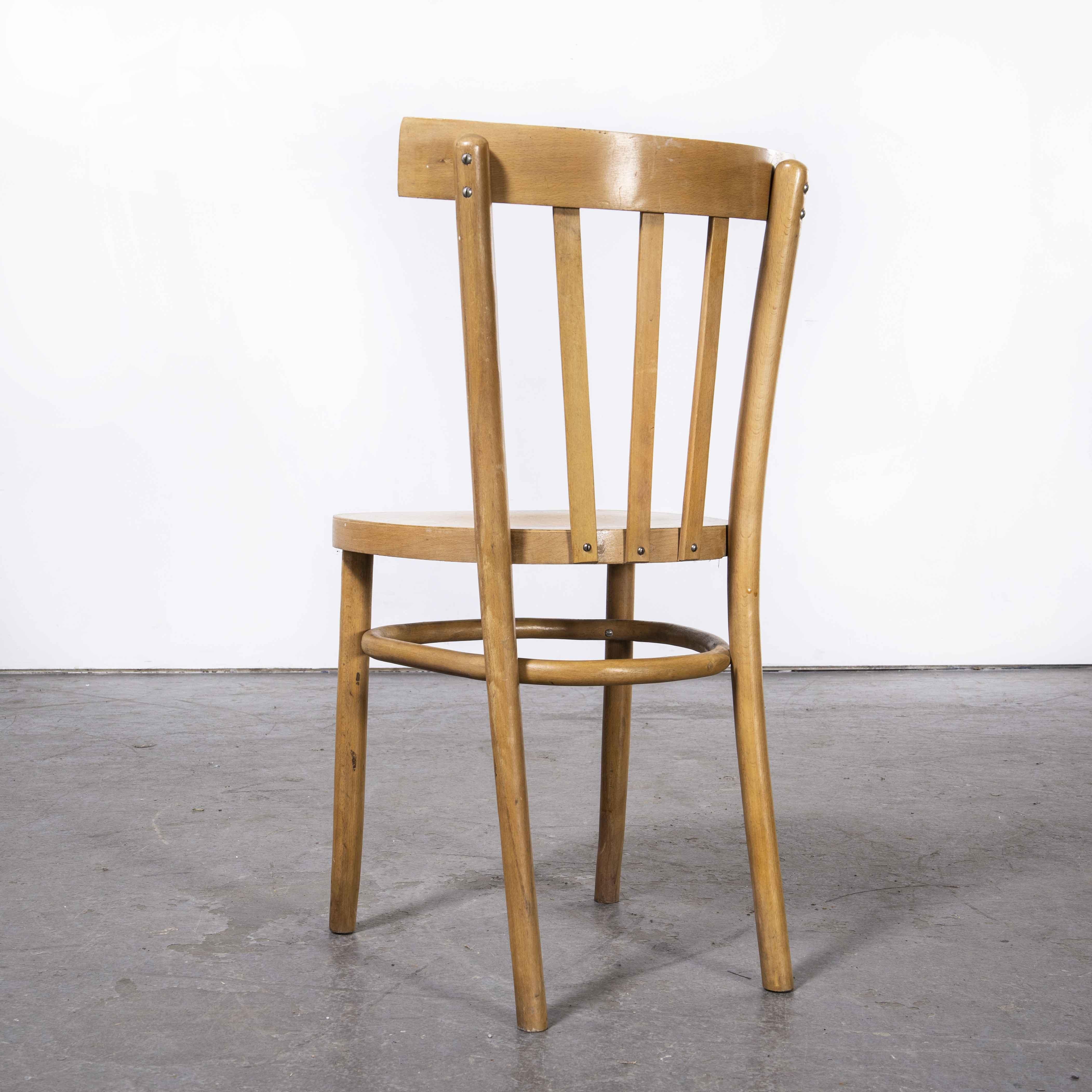 1970's Baumann Bentwood Bistro Dining Chair, Round Seat, Set of Eight In Good Condition For Sale In Hook, Hampshire
