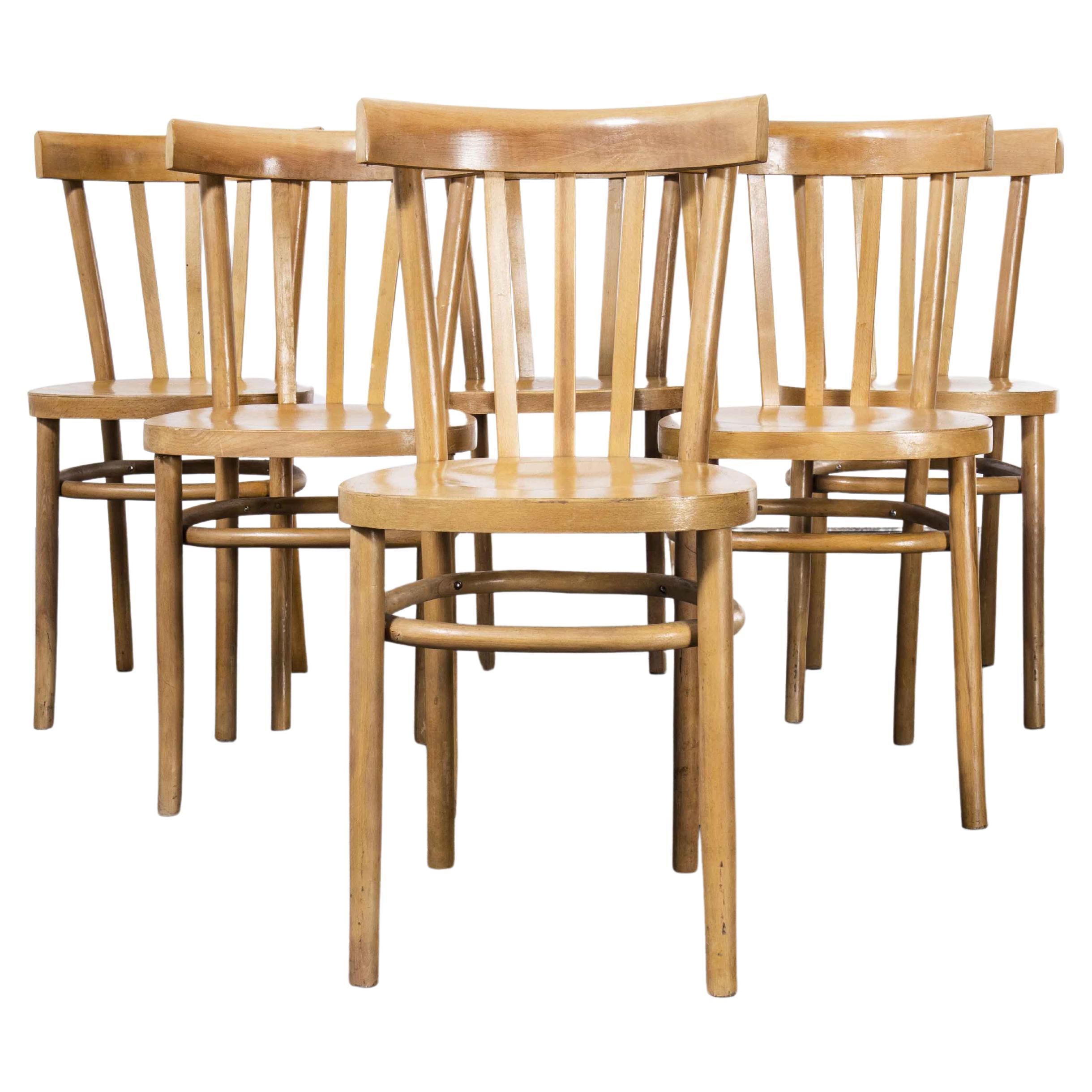 1970
s Baumann Bentwood Bistro Dining Chair, Round Seat, Set of Six